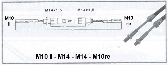 Bremsbowdenzug M10re-M10li / M14 -  550/ 840mm für Alko 1.3VB o.RM