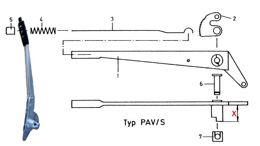 Handbremshebel Peitz PAV/S x=66mm