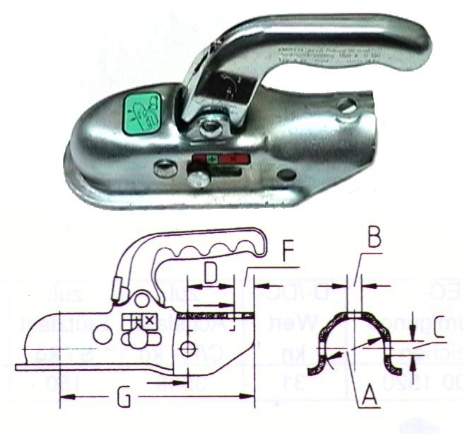 Kugelkupplung für Knott KF mit 45mm Ø Anschluss