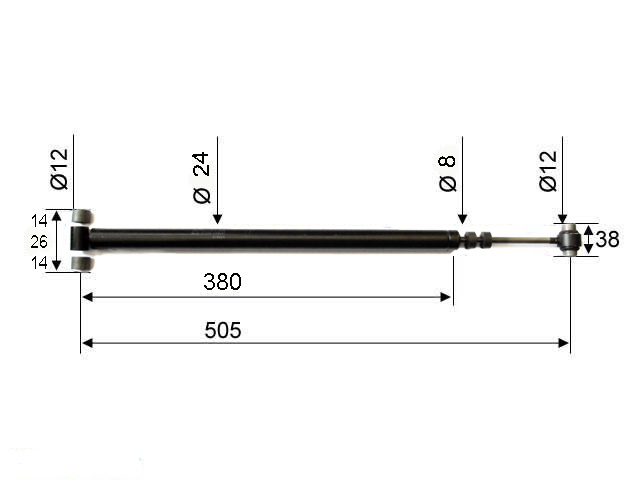 Stoßdämpfer passend für Alko 251S  ab Bj 93 - 505mm lang