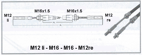 Bremsbowdenzug M12re-M12li / M16 -  550/ 800mm für Alko 2.8 VB o.RM