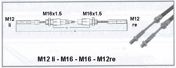 Bremsbowdenzug M12re-M12li / M16 -  770/ 950mm für Alko 2.8 VB o.RM
