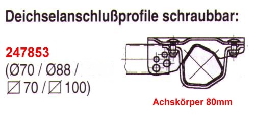 Alko Deichselanschlussprofil 80mm zu Vierkant-/  Rundrohren klein